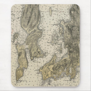 1920 Narragansett Bay Newport, RI Harbour Chart Mouse Pad