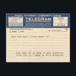 1920 Postal Telegram (Postcard) Postcard<br><div class="desc">Do you like to surprise your correspondents? It is the moment to do so by sending a postcard with a vintage look. (Based on the model of a telegram having existed in the 1920!)</div>