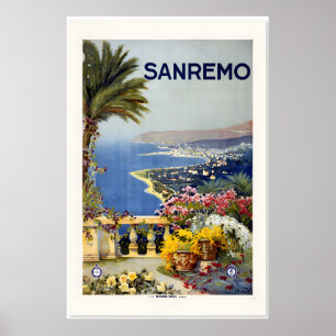 1920 San Remo Italy Vintage Style Travel Poster