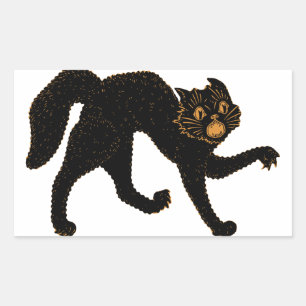 1920 Scary Black Cat Rectangular Sticker