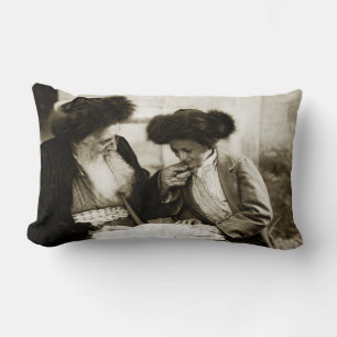 1920 Studying the Torah, sepia toned Lumbar Cushion