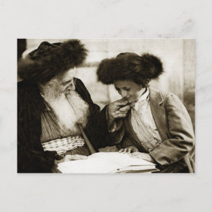 1920 Studying the Torah, sepia toned Postcard