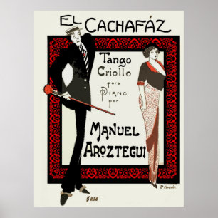 1920 Vintage Caricature Argentina Sheet Music Poster