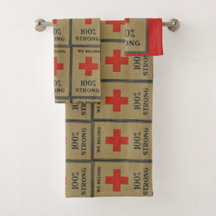 1920 WWI Red Cross "We Belong 100% Strong" Bath Towel Set