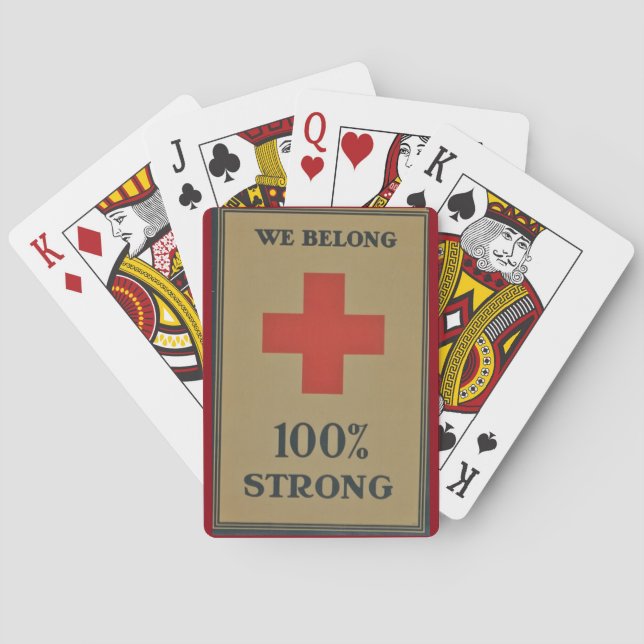 1920 WWI Red Cross "We Belong 100% Strong" Playing Cards (Back)