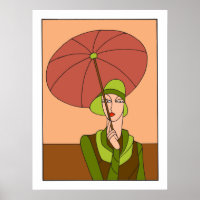 1920s 1930s Art deco ladies fashion, red version