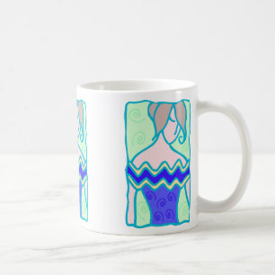 1920s Aquarius Woman with symbol blue teal Coffee Mug