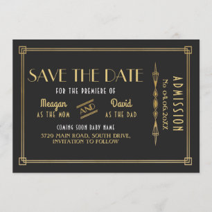 1920's Art Deco Baby Shower Gatsby Save The Date