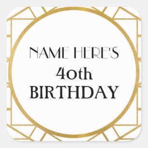 1920's Art Deco Birthday Gatsby Gold Stickers