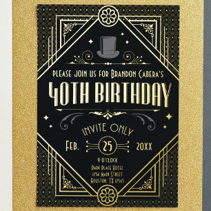 1920s Art Deco Black & Gold 40th Birthday Party