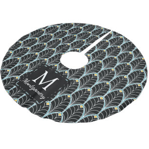 1920s Art Deco Black Palmetto Leaf - Personalised Brushed Polyester Tree Skirt