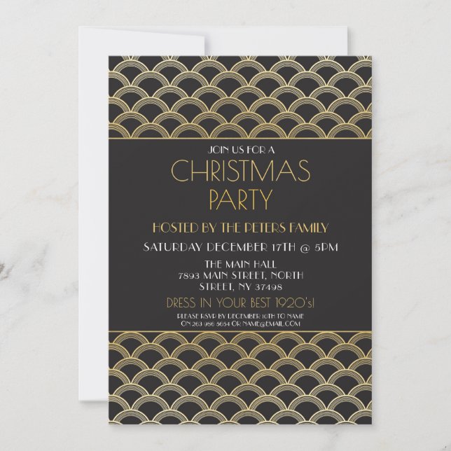 1920's Art Deco Christmas Gatsby Party Invitation (Front)