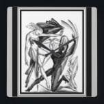 1920's Art Deco "Dancers" Square Wall Clock<br><div class="desc">Stunning,  unique,  1929,  Art Deco "Dancers" wall clock in neutral black,  white,  and grey.</div>