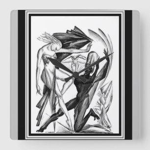 1920's Art Deco "Dancers" Square Wall Clock