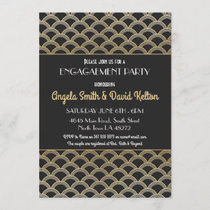 1920's Art Deco Engagement Invitations Gatsby