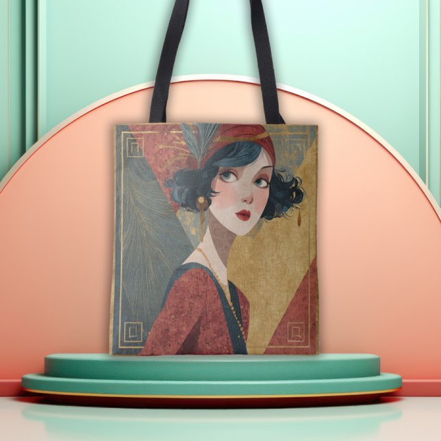 1920's Art Deco Flapper Girl Tote Bag (Creator Uploaded)