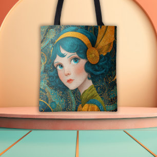 1920's Art Deco Flapper Girl Tote Bag