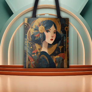 1920's Art Deco Flapper Girl Tote Bag
