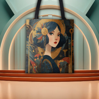 1920's Art Deco Flapper Girl Tote Bag