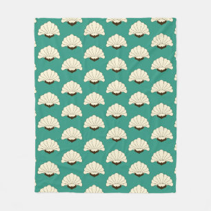 1920s Art Deco Flowers & Turquoise Fleece Blanket
