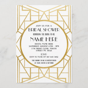 1920's Art Deco Gatsby Bridal Shower Party Invite