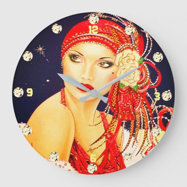 1920's Art Deco Gatsby Girl Wall Clock (Front)