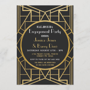 1920's Art Deco Gatsby Great 20s Engagement Invite