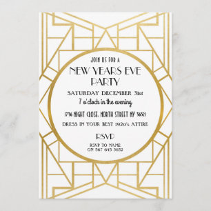 1920's Art Deco Gatsby New Years Eve Party invite