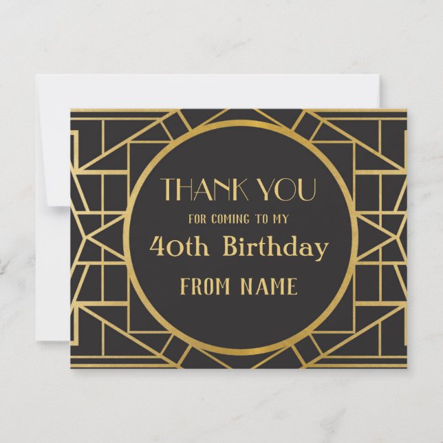 1920's Art Deco Gatsby Party Thank You Cards (Front)