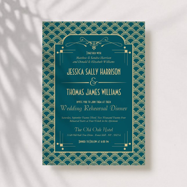 1920's Art Deco Gatsby Wedding Rehearsal Dinner Invitation (Creator Uploaded)