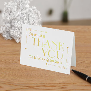 1920s Art Deco Gold Foil Wedding Thank You Card