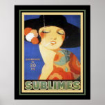 1920's Art Deco "Sublimes" Cigarette Poster<br><div class="desc">Colorful,   Archille Mauzan,  Art Deco,  Advertisement from the Roaring Twenties for Sublimes Cigarettes. 16x20 shown here. Available in other sizes,  as well as,  other products.</div>