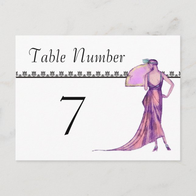 1920's Art Deco Table Number Cards (Front)