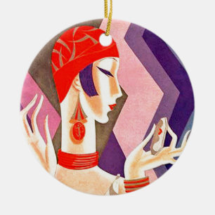 1920s Art Deco Woman Ceramic Tree Decoration