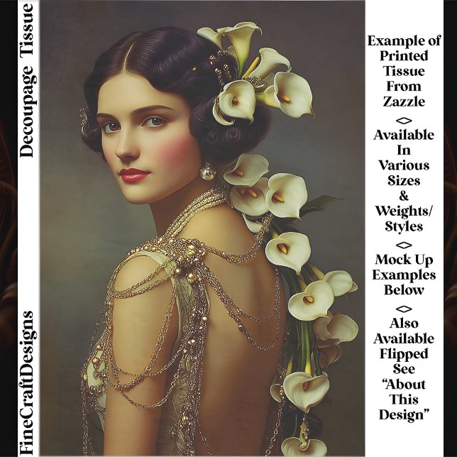 1920s Art Nouveau Woman & Lillies EZ7L Decoupage Tissue Paper (Creator Uploaded)