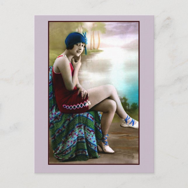 1920s Bathing beauty, flapper girl Postcard (Front)