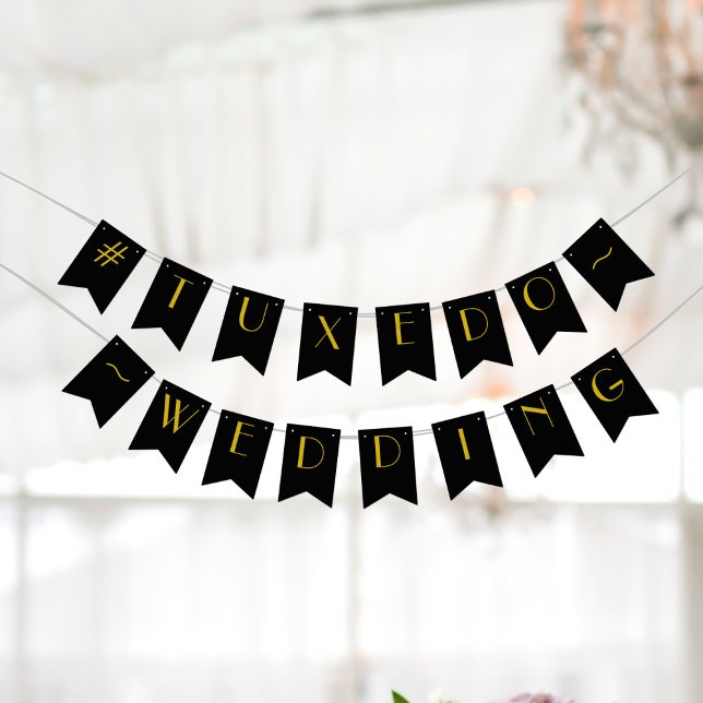 1920s Black and Gold Gatsby Wedding Bunting Flags (Black and gold bunting perfect for your Gatsby wedding. Just add your text)