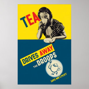 1920s British Tea Poster Tea drives away the