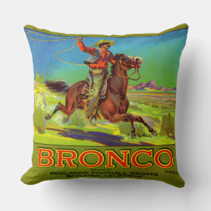 1920s Bronco fruit crate label Cushion