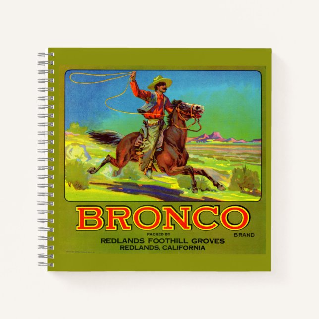 1920s Bronco fruit crate label Notebook (Front)