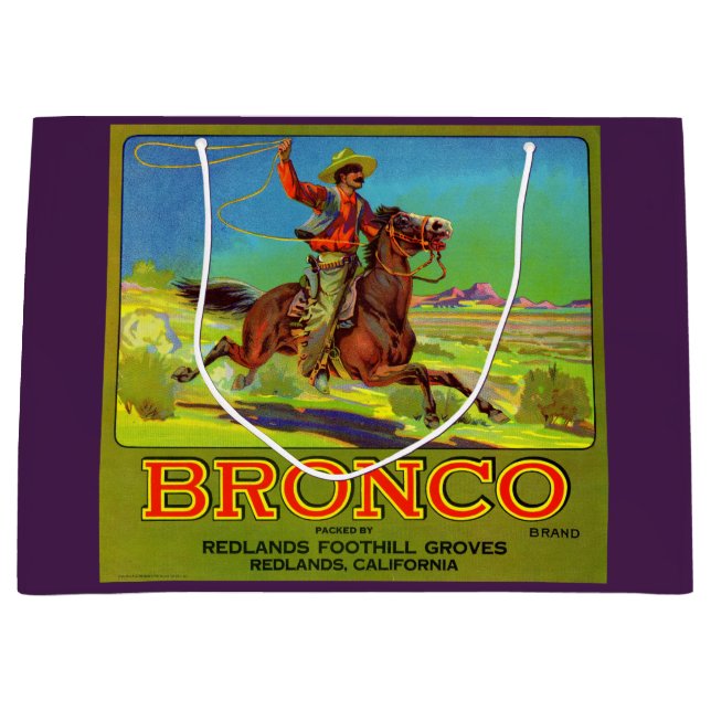  1920s Bronco fruit crate label print Large Gift Bag (Front)