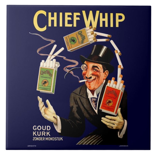 1920s Chief Whip cigarettes ad Ceramic Tile (Front)