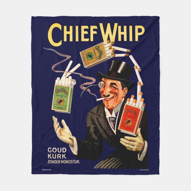 1920s Chief Whip cigarettes ad print Fleece Blanket (Front)