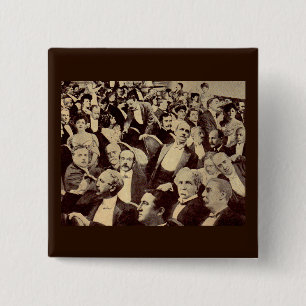 1920s crowd scene 15 cm square badge