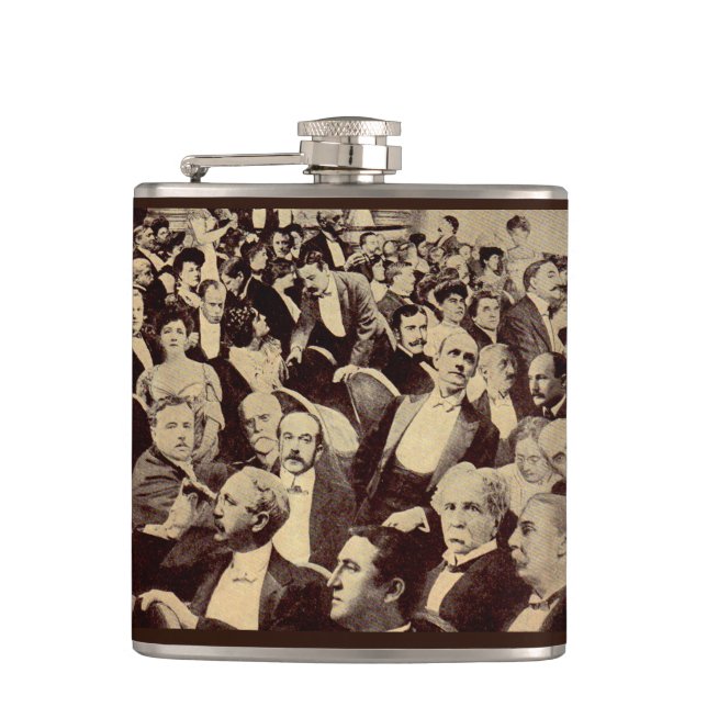 1920s crowd scene hip flask (Front)