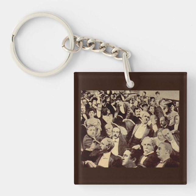 1920s crowd scene print key ring (Front)