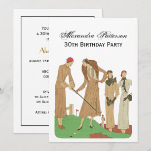 1920s Fashion Fashionable Ladies Playing Golf Invitation