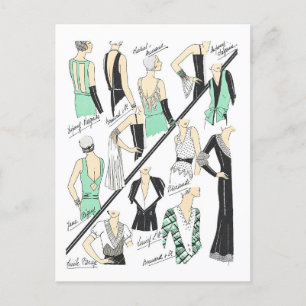 1920s Fashion Plate for Collars and Backs Postcard