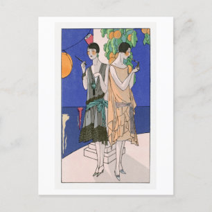 1920s Fashion Plate for Flapper Evening Gowns Postcard
