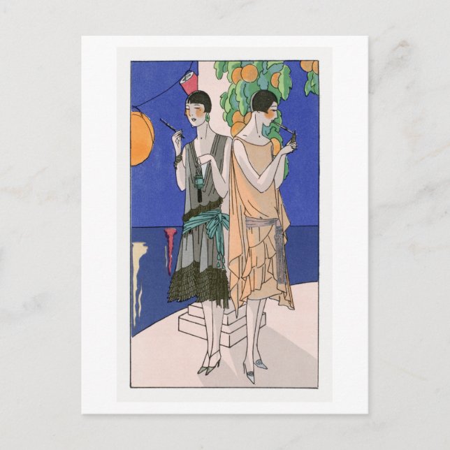 1920s Fashion Plate for Flapper Evening Gowns Postcard (Front)